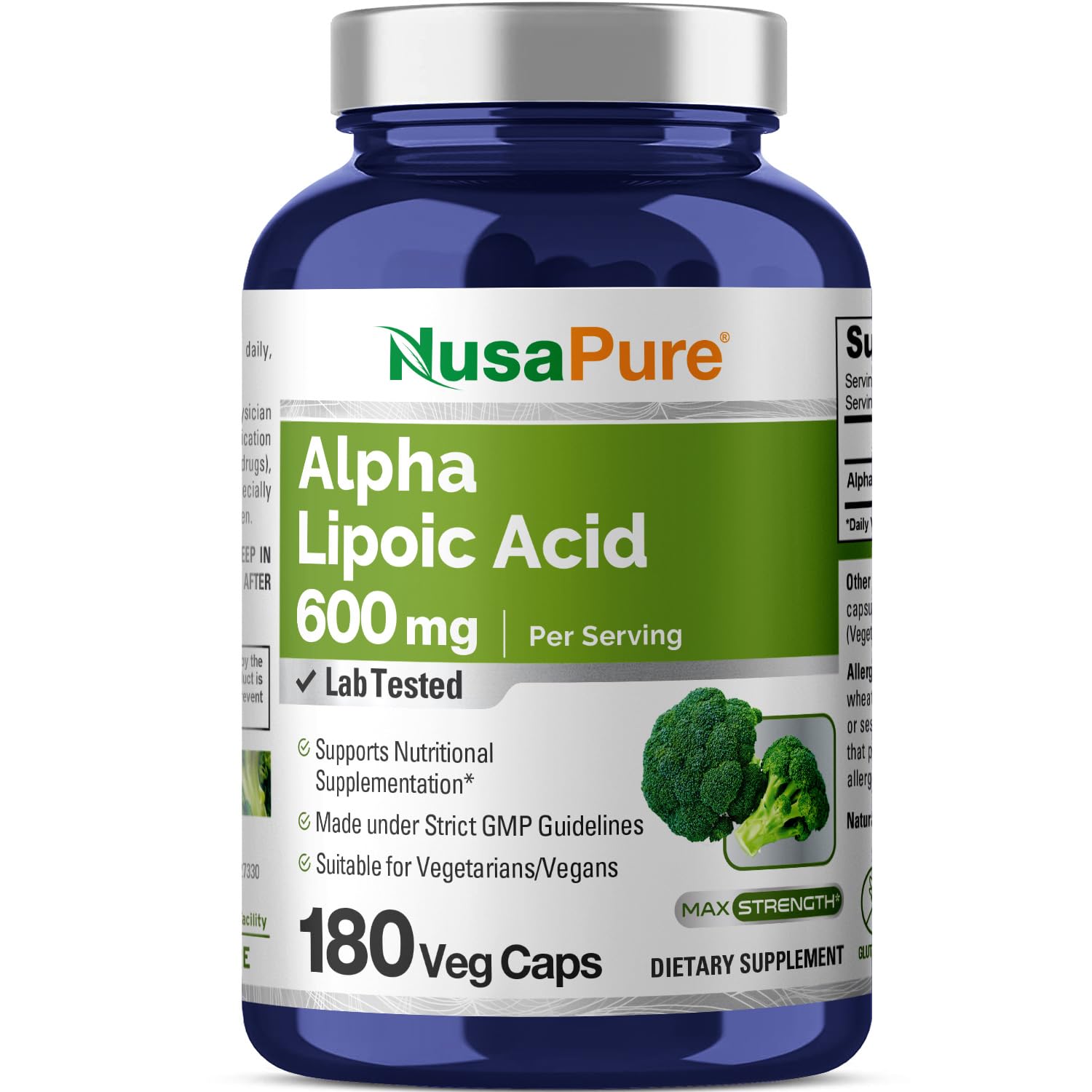 Suplemento Nusapure Ácido Alfa Lipoico 180 Cápsulas - Venta Internacional