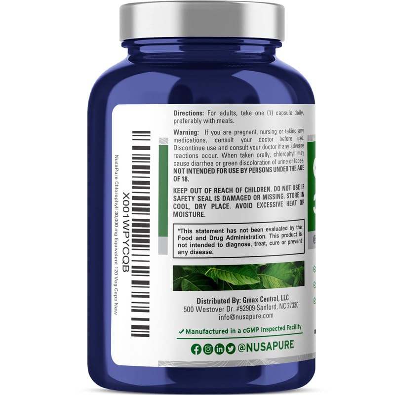 Foto 3 pulgar | Suplemento Nusapure de Clorofila 120 Cápsulas Vegano - Venta Internacional