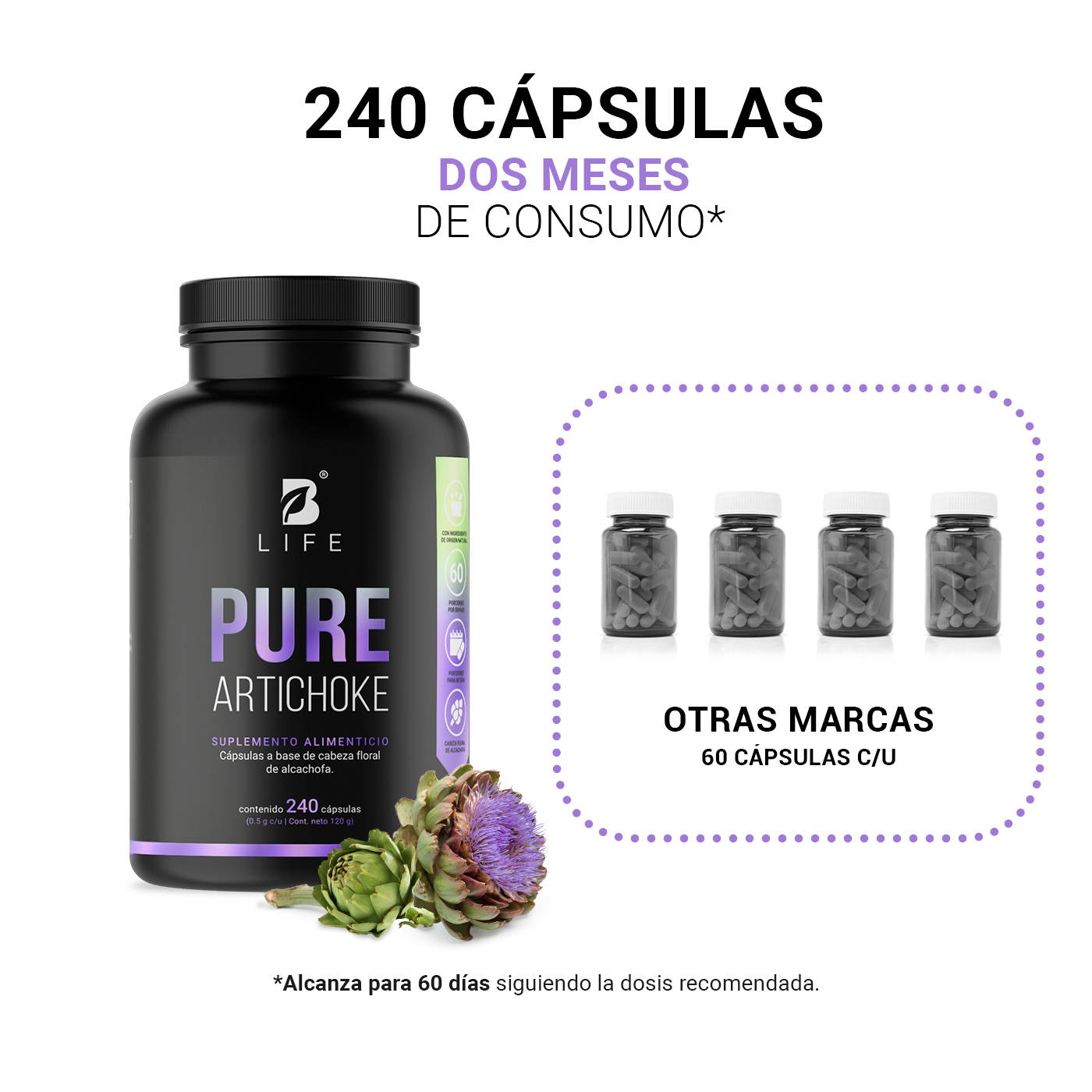Foto 6 pulgar | Suplemento B Life Pure Artichoke de 240 Cápsulas