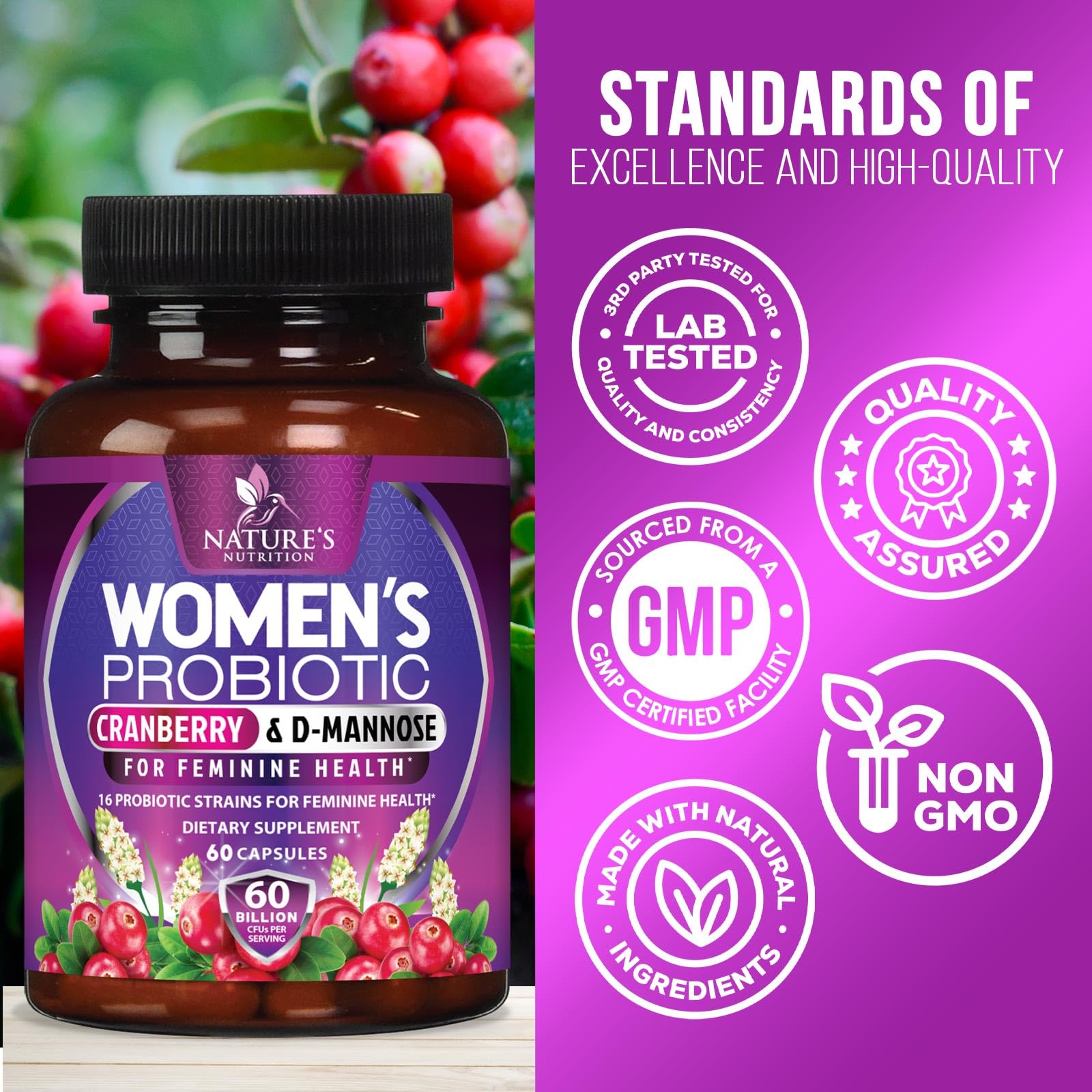 Foto 5 pulgar | Probióticos Nature's Nutrition 60 Mil Millones de CFU 60 Cápsulas para Mujeres - Venta Internacional