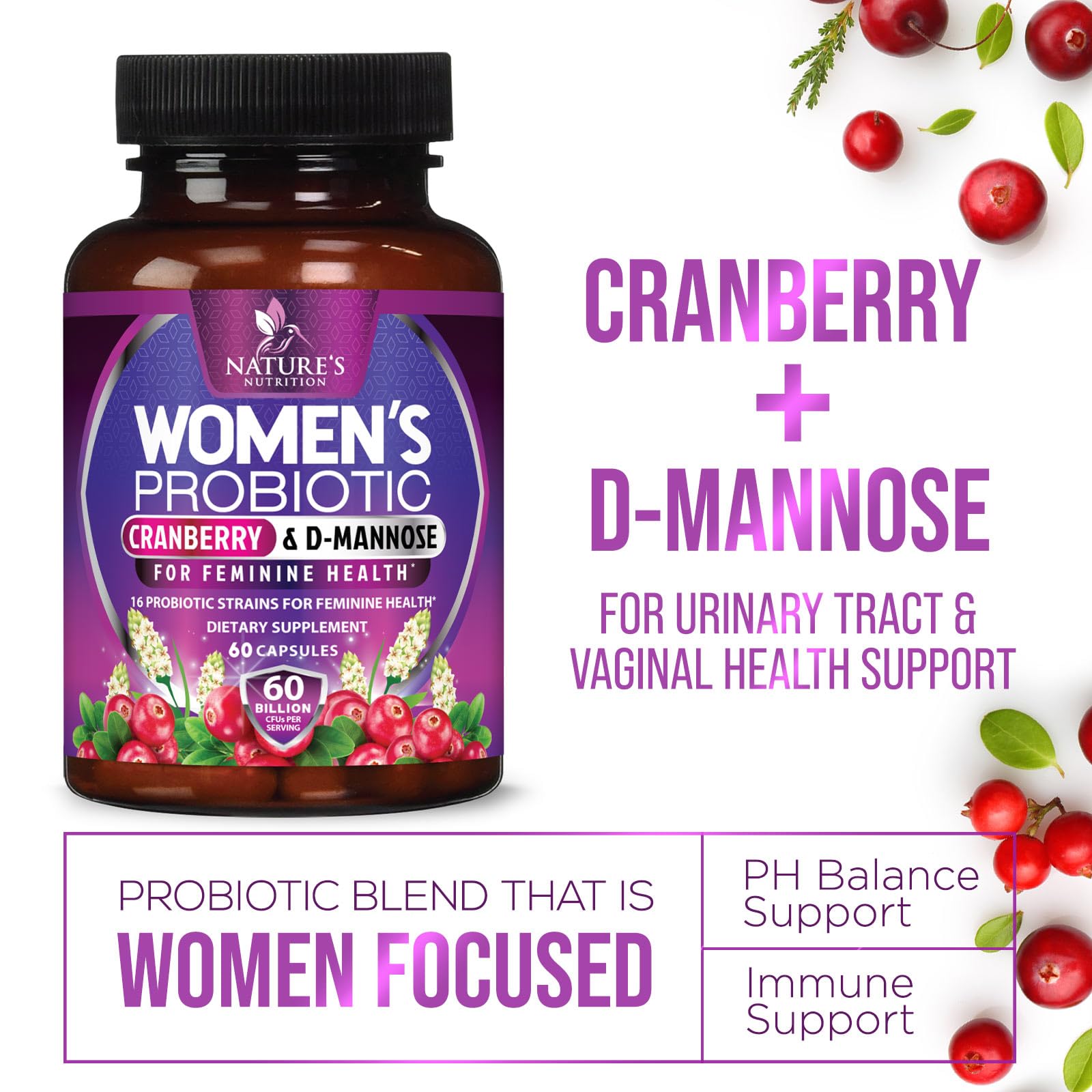 Foto 7 pulgar | Probióticos Nature's Nutrition 60 Mil Millones de CFU 60 Cápsulas para Mujeres - Venta Internacional