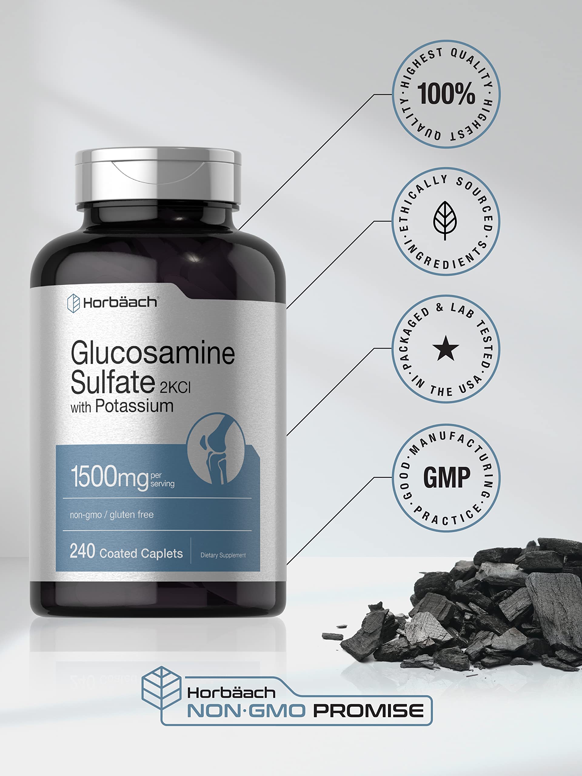 Foto 6 pulgar | Suplemento Horbäach de Sulfato de Glucosamina 1500 mg 240 Cápsulas - Venta Internacional