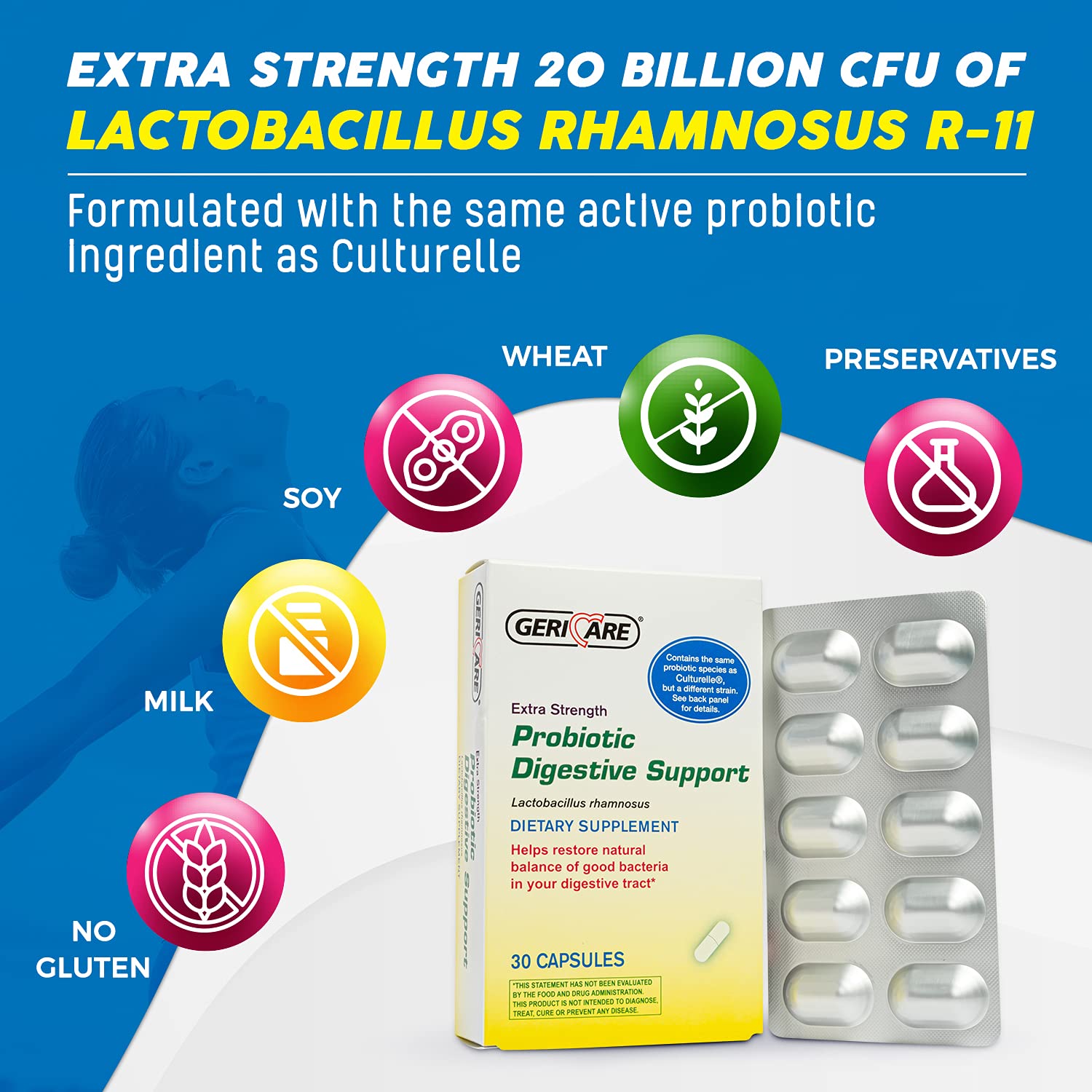 Foto 3 pulgar | Probiotic Gericare Extra Strength 20 Mil Millones de Cfu 30 Cápsulas - Venta Internacional