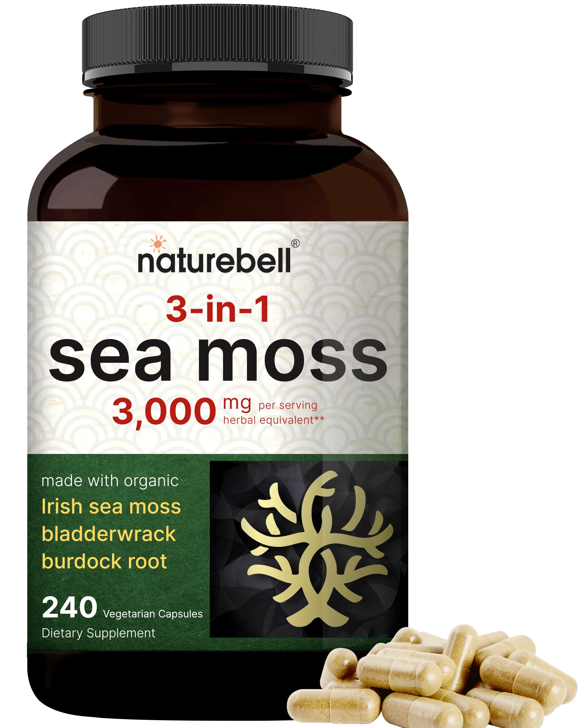 Foto 2 pulgar | Suplemento Naturebell Irish Sea Moss 3000 mg 240 Cápsulas - Venta Internacional