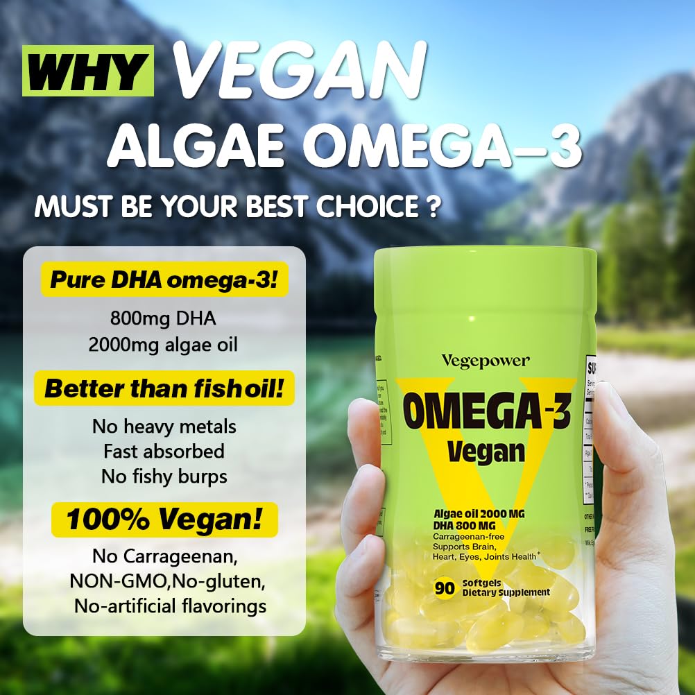 Foto 3 pulgar | Suplemento Vegepower de Aceite de Algas Omega-3 Dha Vegano 90 Cápsulas Blandas - Venta Internacional