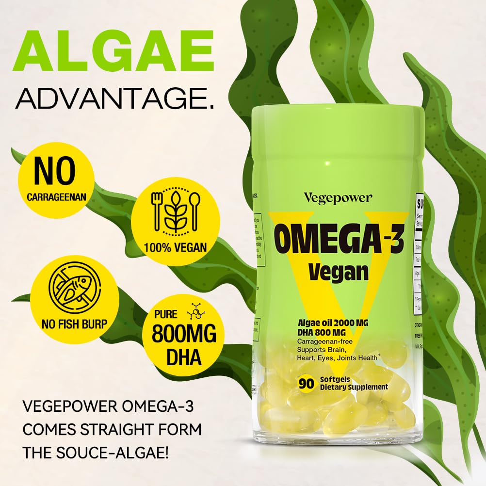 Foto 6 pulgar | Suplemento Vegepower de Aceite de Algas Omega-3 Dha Vegano 90 Cápsulas Blandas - Venta Internacional