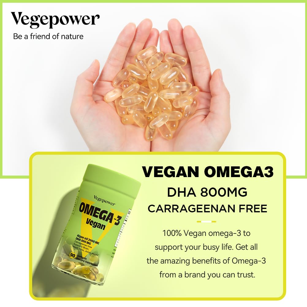 Foto 8 pulgar | Suplemento Vegepower de Aceite de Algas Omega-3 Dha Vegano 90 Cápsulas Blandas - Venta Internacional
