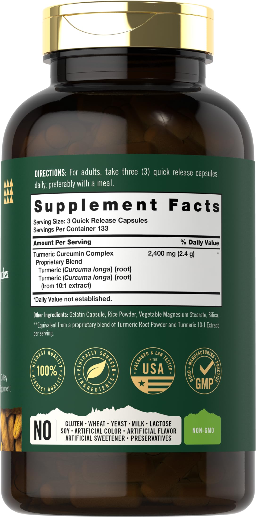 Foto 2 | Suplemento Carlyle Cúrcuma y Curcumina 2400 mg 400 Cápsulas - Venta Internacional