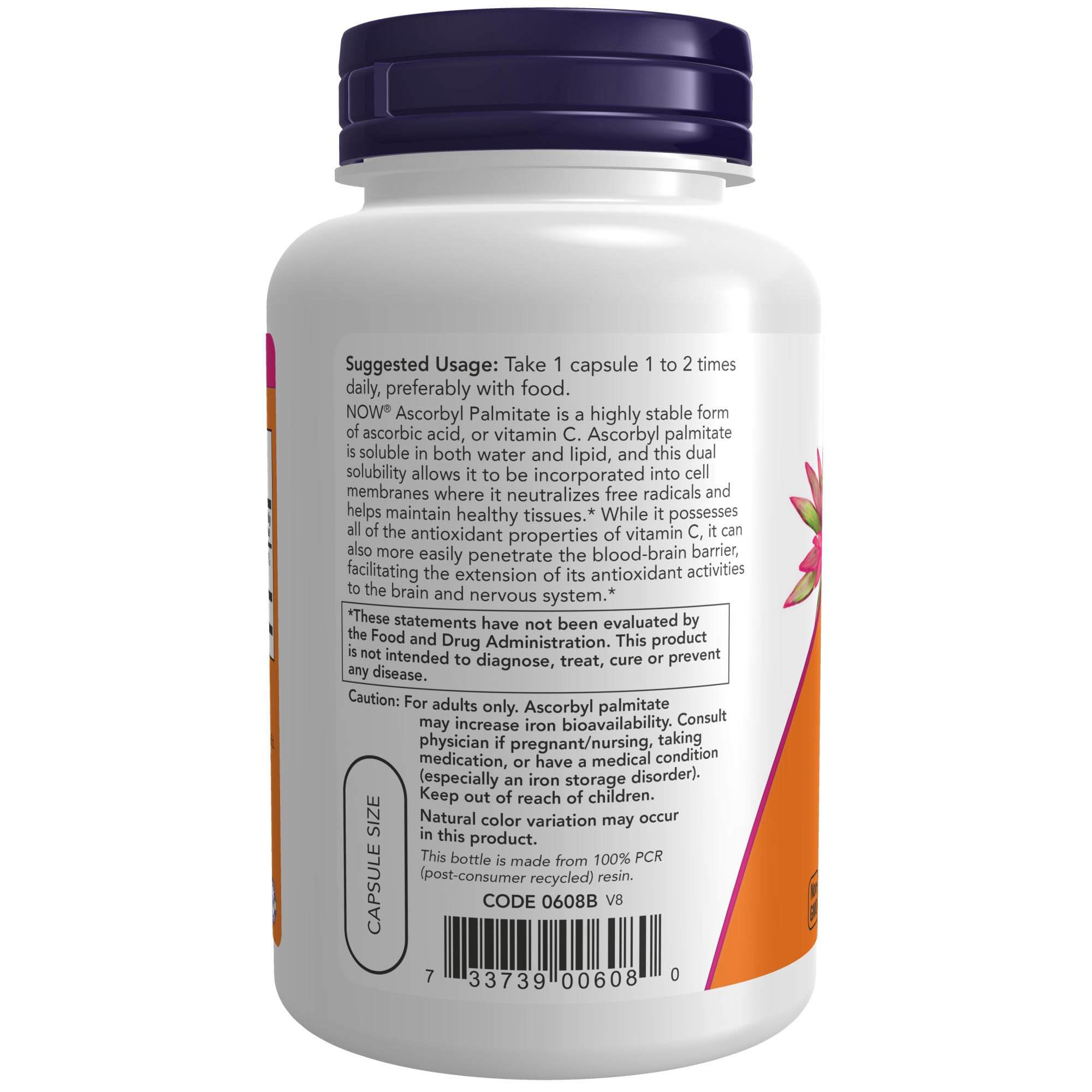 Foto 4 pulgar | Suplementos Now Palmitato de Ascorbilo 500 Mg De Vitamina C Esterificada - Venta Internacional
