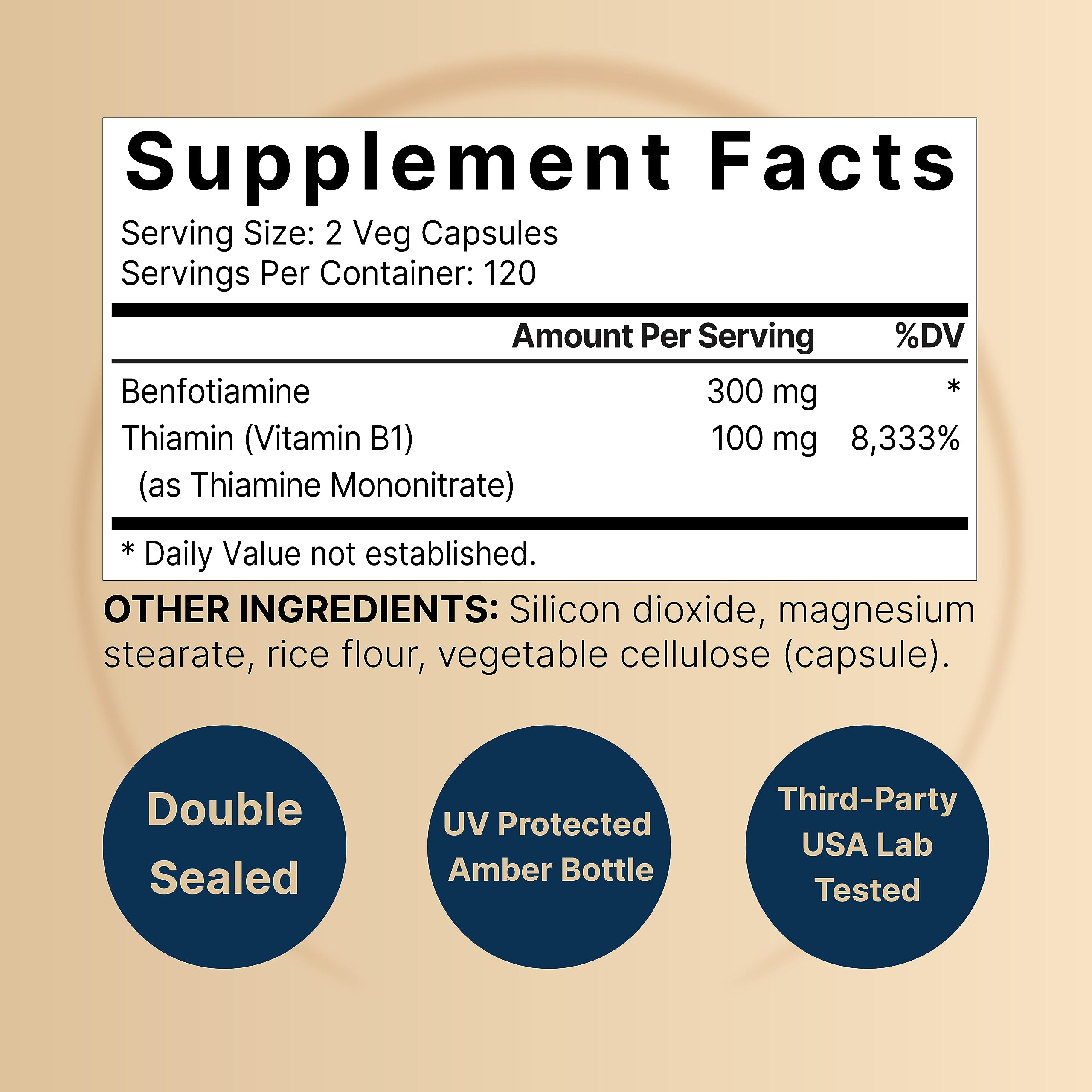 Foto 3 pulgar | Suplemento Naturebell Benfotiamina 300 mg con Tiamina 100 mg - Venta Internacional