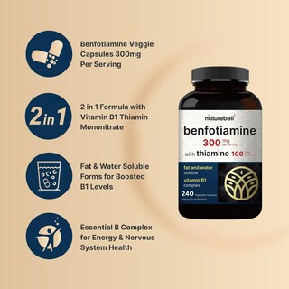 Foto 3 | Suplemento Naturebell Benfotiamina 300 mg con Tiamina 100 mg - Venta Internacional