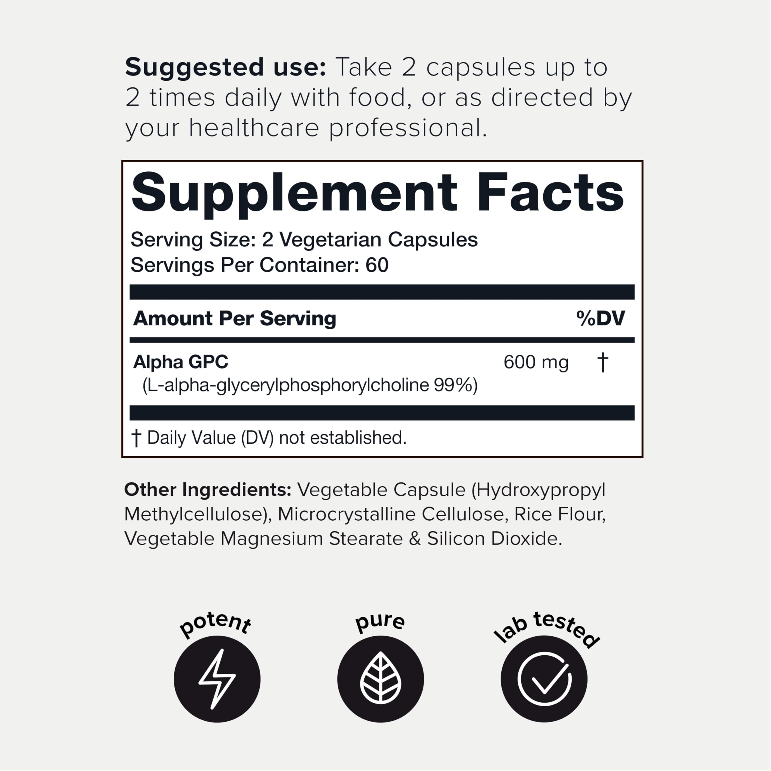 Foto 2 | Suplemento Toniiq Alpha Gpc de Ultra Alta Pureza en Cápsulas de 600 mg - Venta Internacional