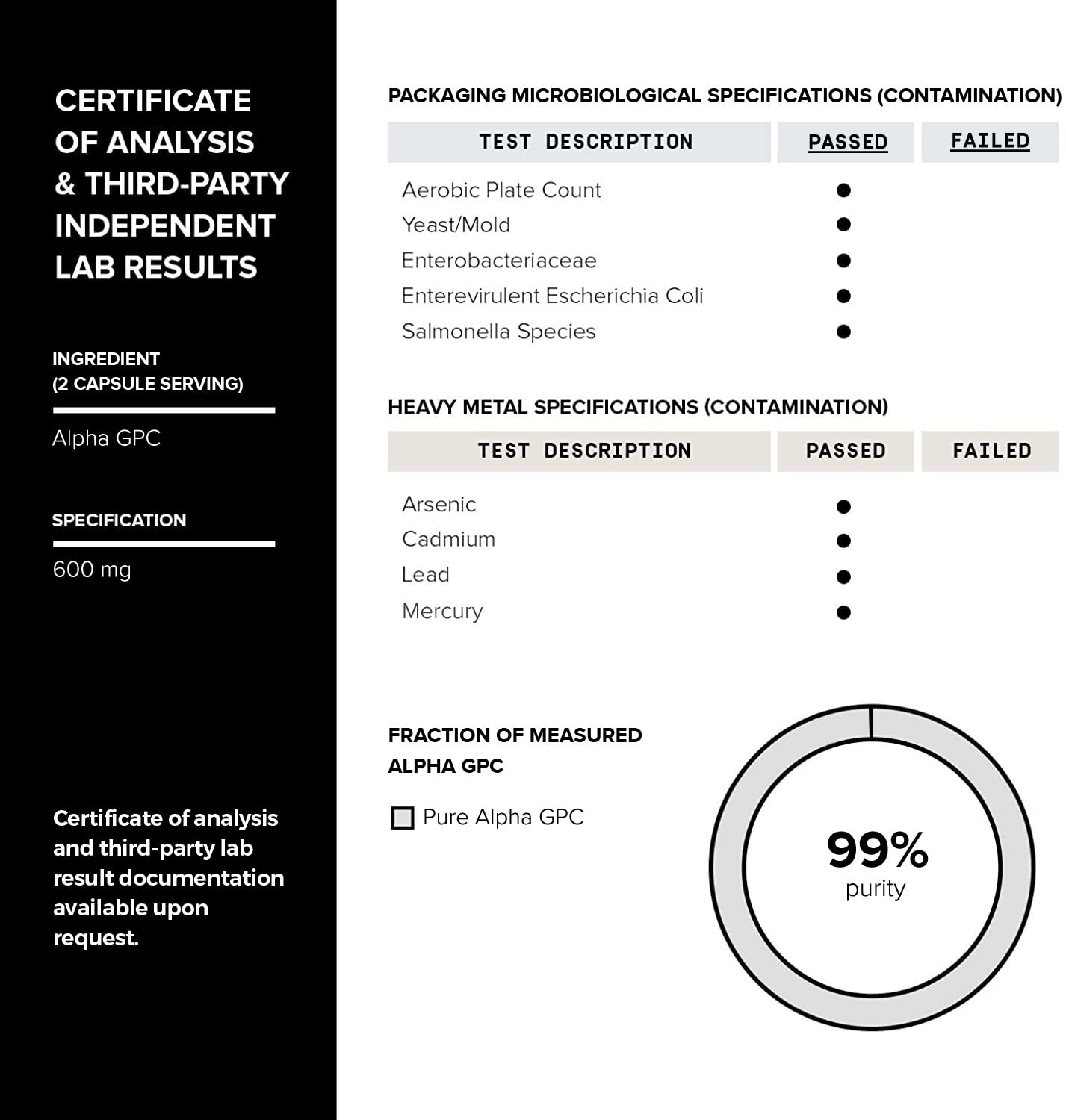 Foto 7 pulgar | Suplemento Toniiq Alpha Gpc de Ultra Alta Pureza en Cápsulas de 600 mg - Venta Internacional