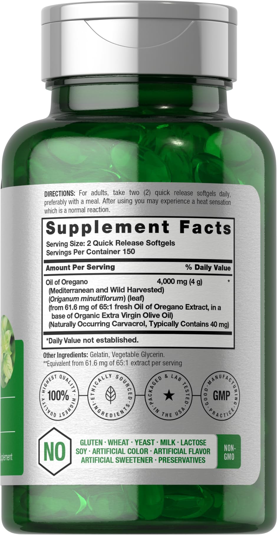 Foto 3 pulgar | Suplemento Horbäach Aceite De Orégano 4000 mg 300 Cápsulas - Venta Internacional