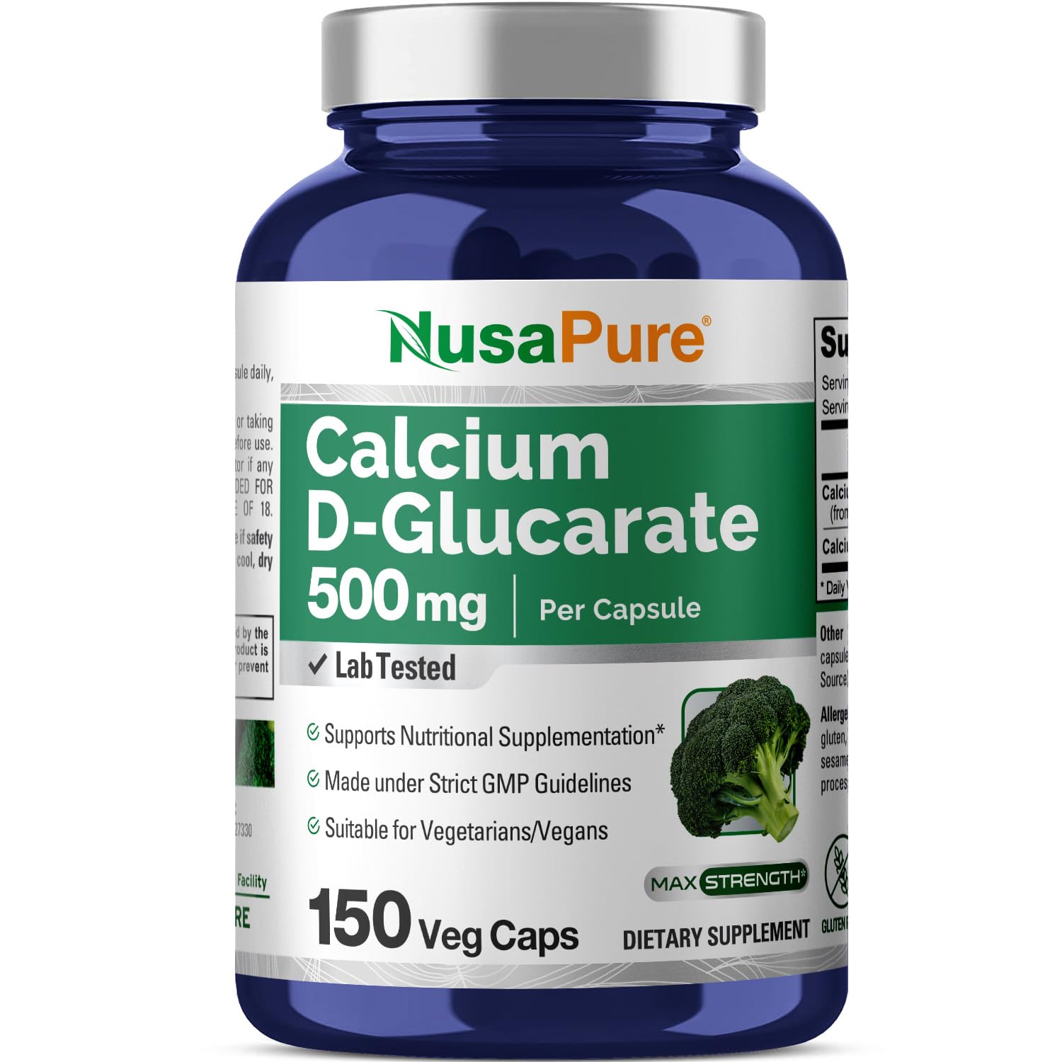 Foto 2 pulgar | Suplemento Nusapure D-glucarato de Calcio 500 mg 150 Cápsulas - Venta Internacional