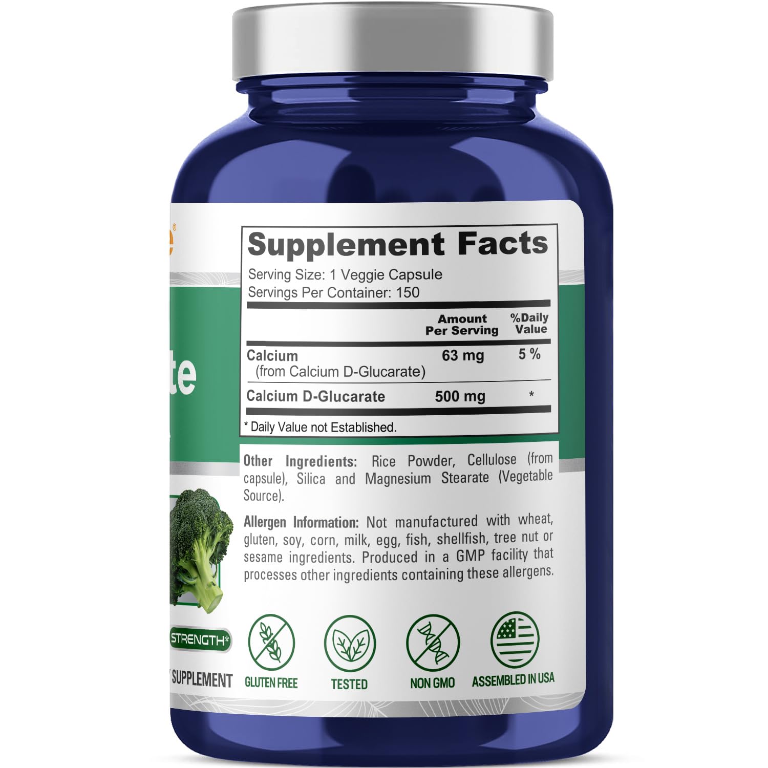 Foto 3 pulgar | Suplemento Nusapure D-glucarato de Calcio 500 mg 150 Cápsulas - Venta Internacional