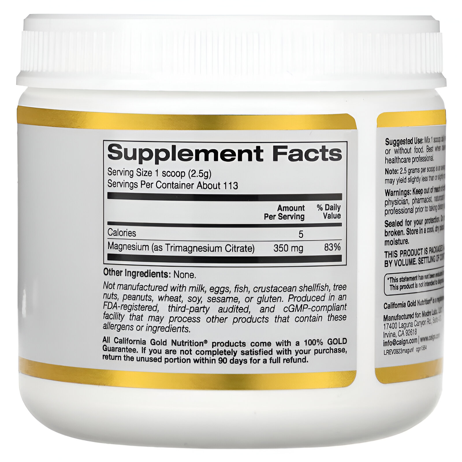 Foto 2 | Magnesio en Polvo California Gold Nutrition 283 g