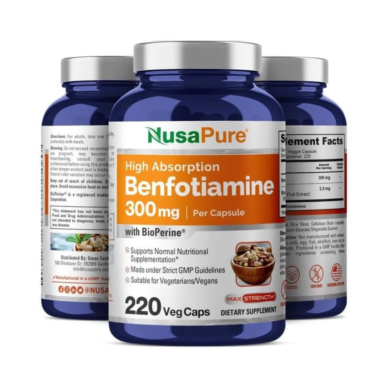Foto 5 pulgar | Suplemento Nusapure Benfotiamina 300 Mg 220 Cápsulas Vegetarianas - Venta Internacional