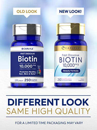 Foto 3 | Suplemento Carlyle Biotina de 10000 Mcg 250 Tabletas De Disolución Rápida - Venta Internacional