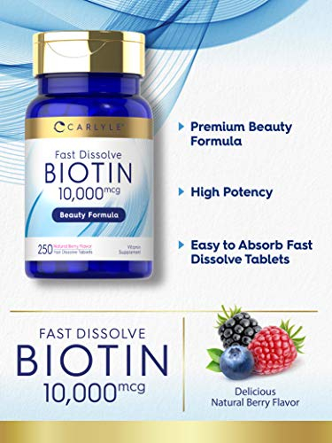 Foto 4 | Suplemento Carlyle Biotina de 10000 Mcg 250 Tabletas De Disolución Rápida - Venta Internacional