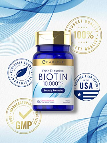 Foto 7 pulgar | Suplemento Carlyle Biotina de 10000 Mcg 250 Tabletas De Disolución Rápida - Venta Internacional