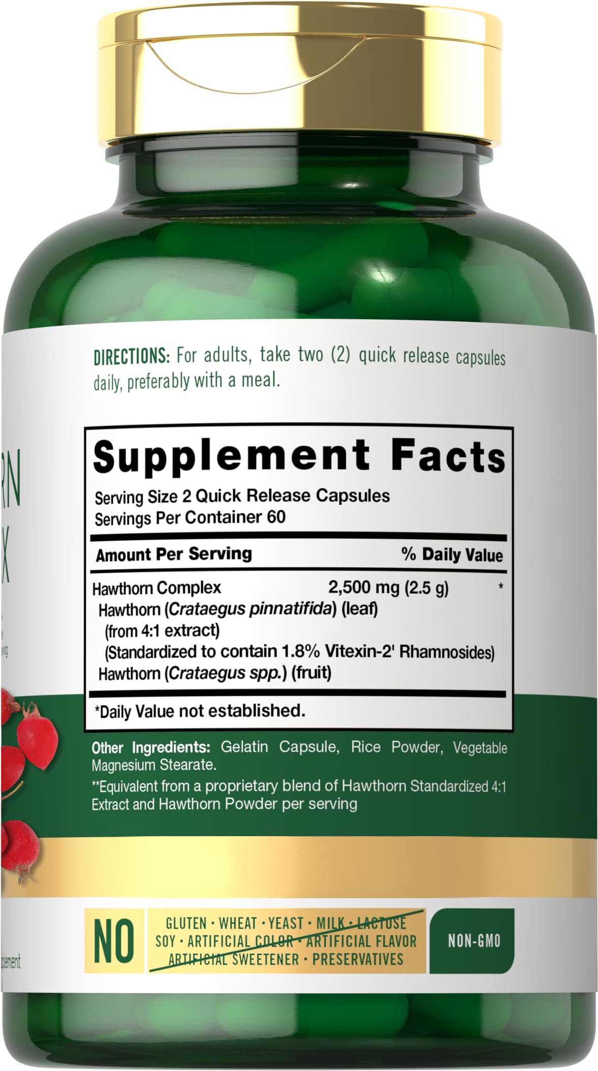 Foto 3 pulgar | Suplemento Carlyle Hawthorn Berry Complex 2500 Mg 120 Cápsulas - Venta Internacional