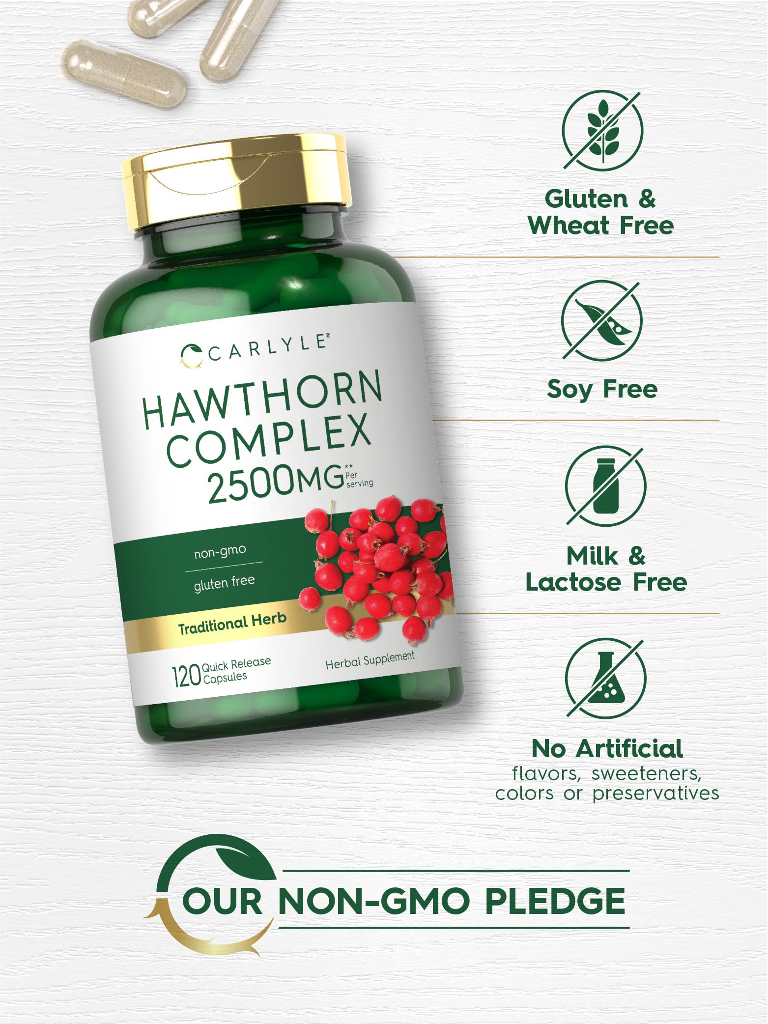 Foto 5 pulgar | Suplemento Carlyle Hawthorn Berry Complex 2500 Mg 120 Cápsulas - Venta Internacional