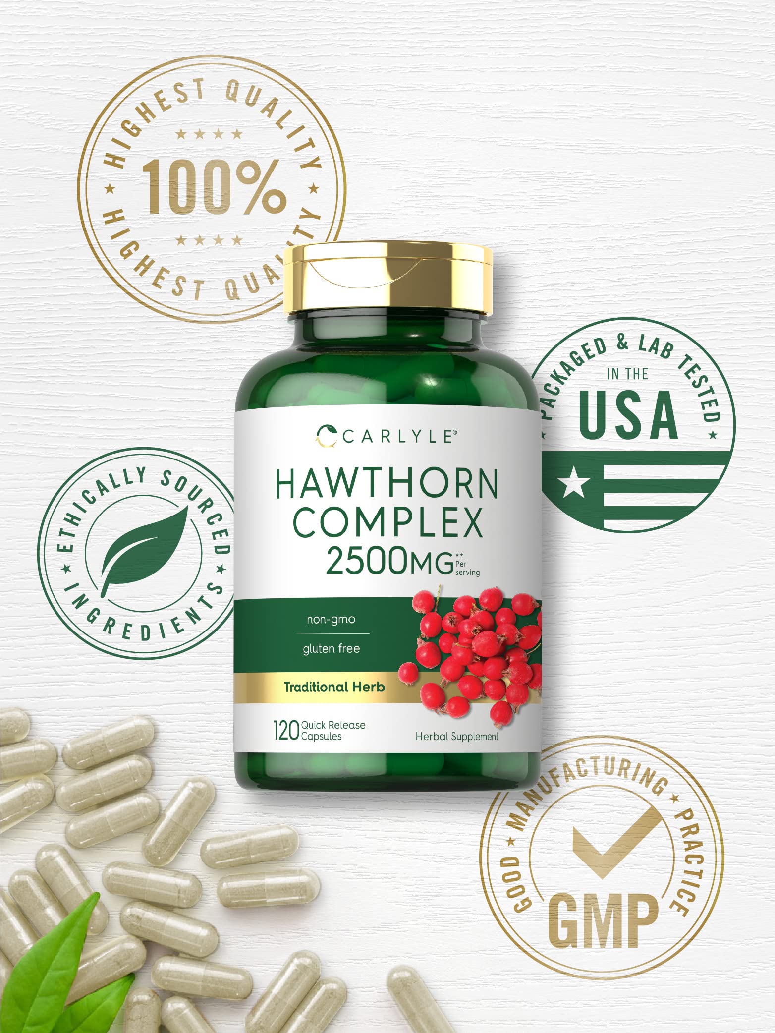 Foto 6 pulgar | Suplemento Carlyle Hawthorn Berry Complex 2500 Mg 120 Cápsulas - Venta Internacional