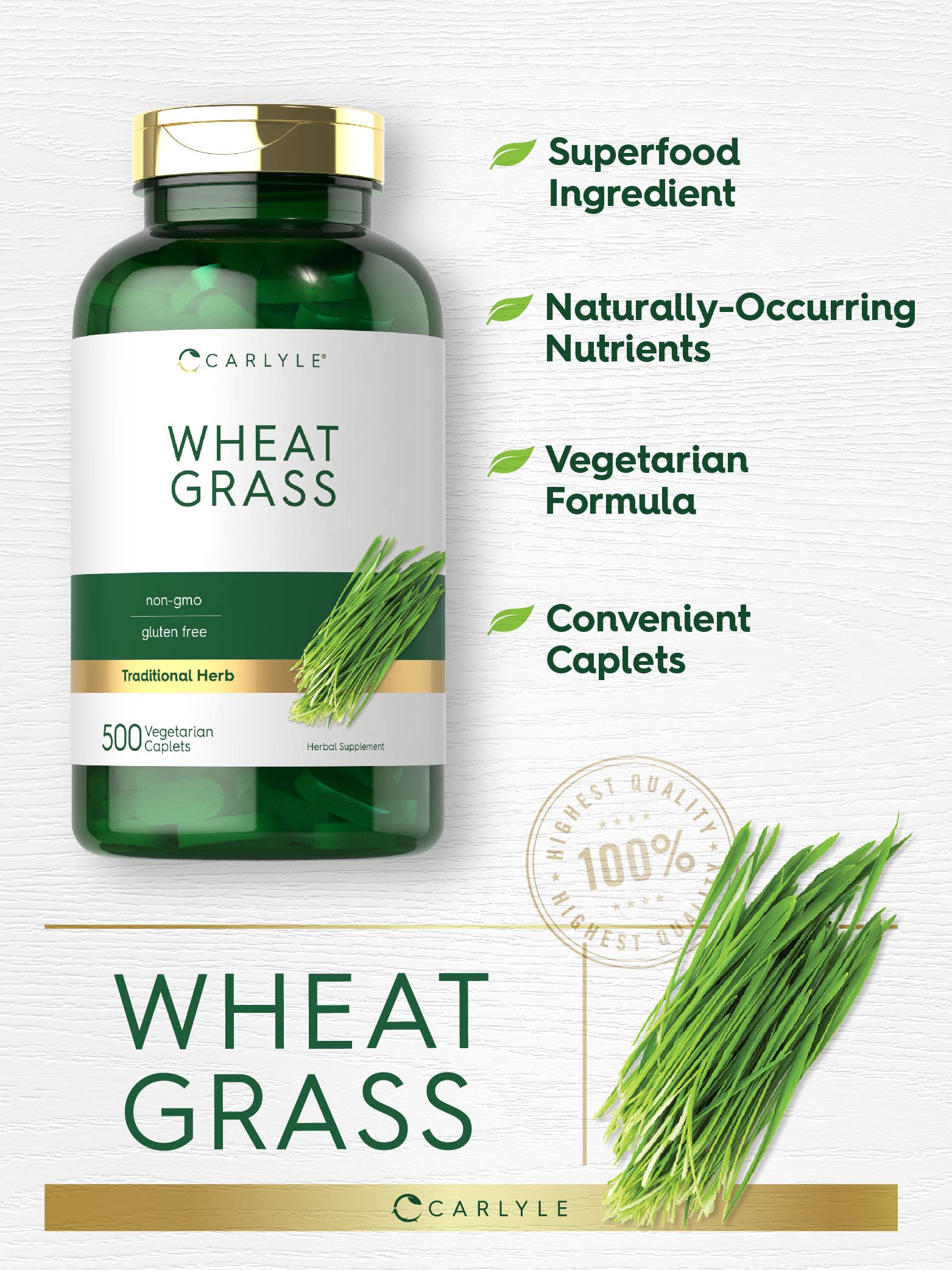 Foto 4 pulgar | Suplemento Carlyle Wheat Grass 500 Cápsulas Vegetarianas - Venta Internacional