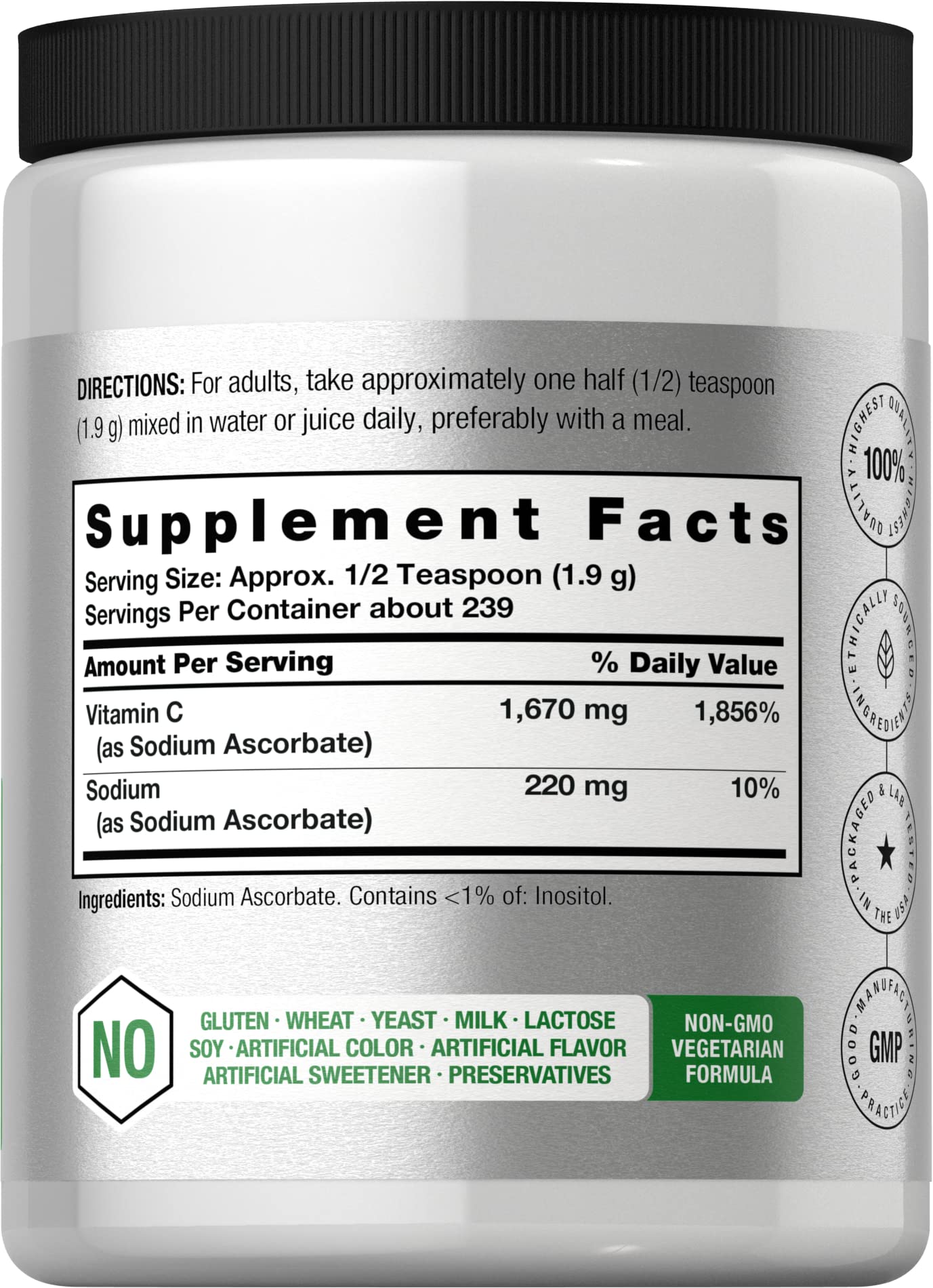 Foto 3 pulgar | Polvo de Vitamina C Horbäach Ascorbato de Sodio Tamponado 500 ml - Venta Internacional