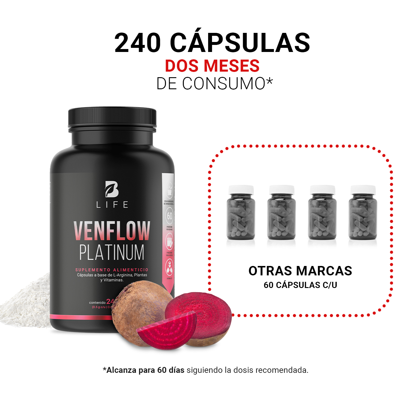 Foto 5 | Suplemento Alimenticio Venflow Platinum B Life 240 Cápsulas