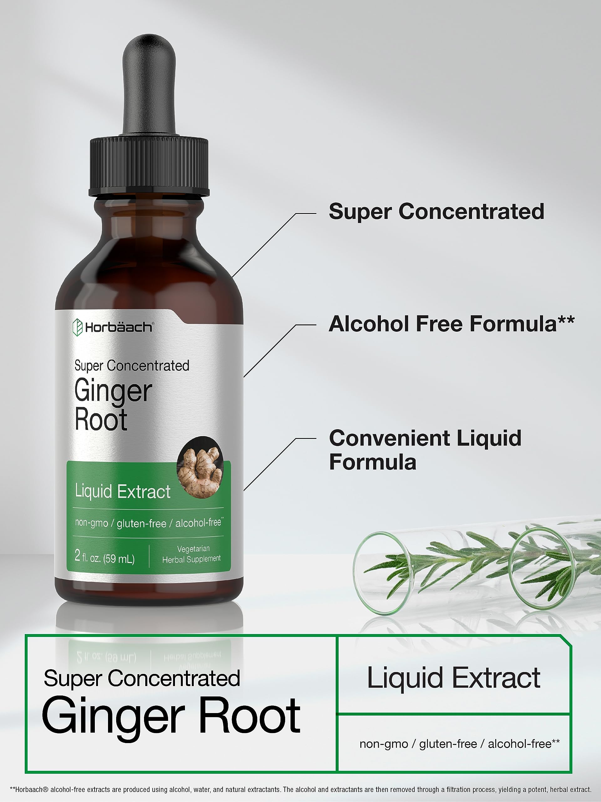 Foto 4 pulgar | Suplemento Líquido Horbäach Extracto de Raíz de Jengibre 60 ml - Venta Internacional