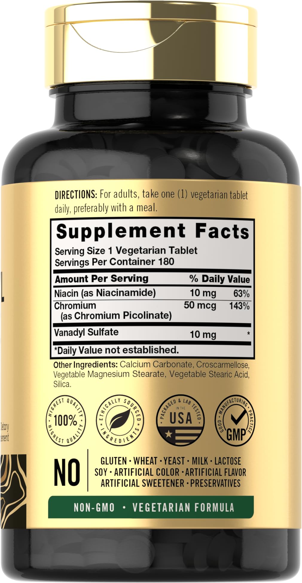 Foto 3 pulgar | Suplemento de Sulfato de Vanadilo Carlyle 10 Mg 180 Tabletas Vegetarianas