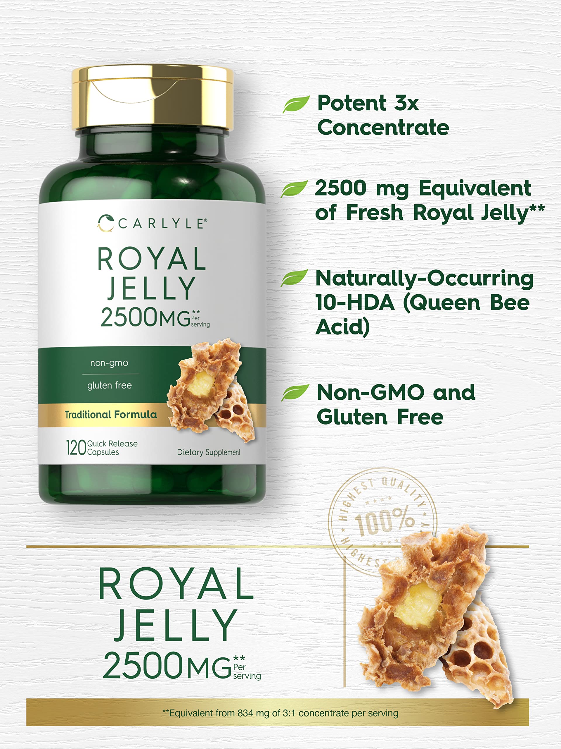 Foto 3 | Suplemento Carlyle Royal Jelly Cápsula de 2500 Mg 120 Unidades - Venta Internacional