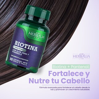 Foto 4 | Suplemento Alimenticio Herbalia Lab Vitaminas Hair Boost Biotina + Pantenol con Aloe Vera y Vitamina E Formula Premium