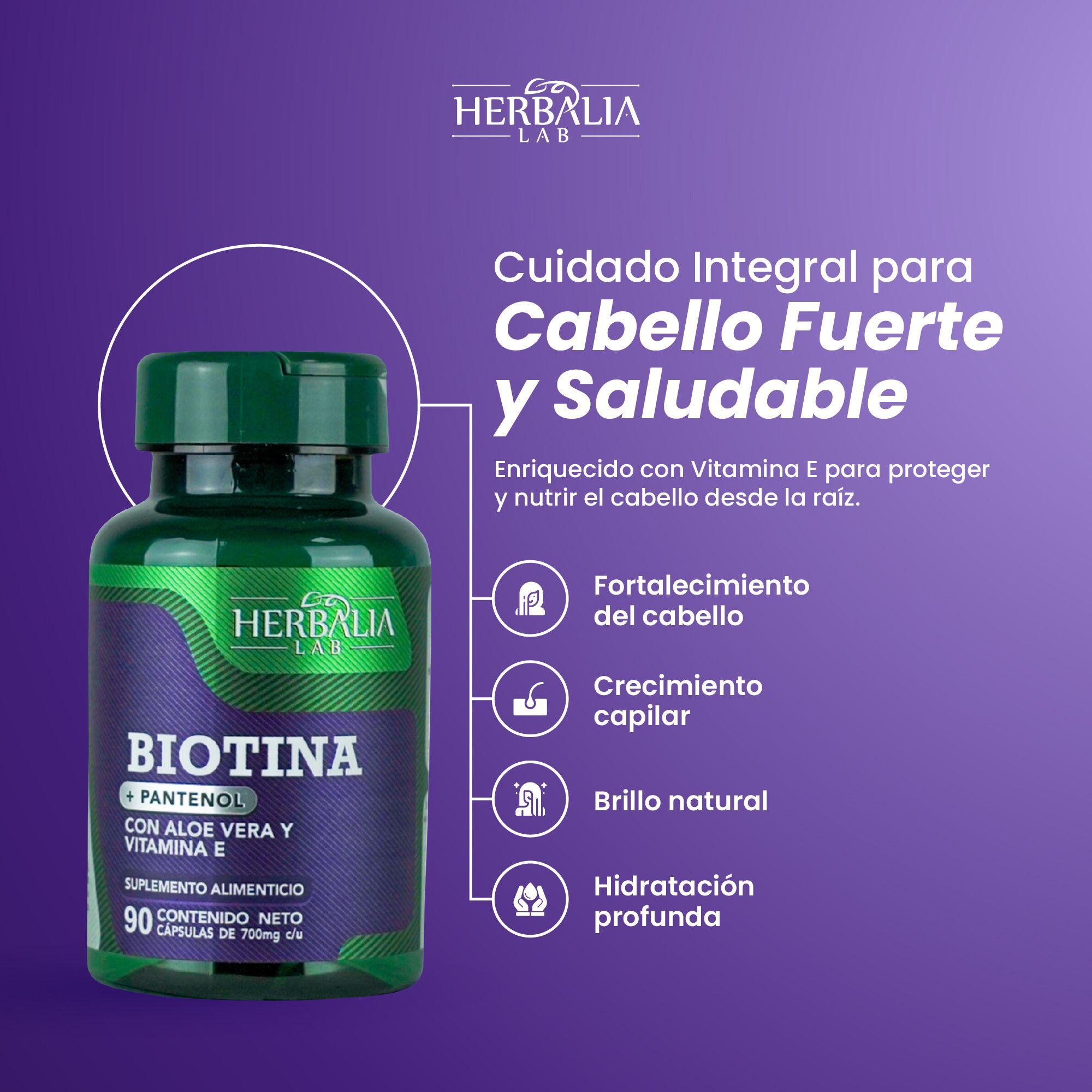 Foto 7 pulgar | Suplemento Alimenticio Herbalia Lab Vitaminas Hair Boost Biotina + Pantenol con Aloe Vera y Vitamina E Formula Premium