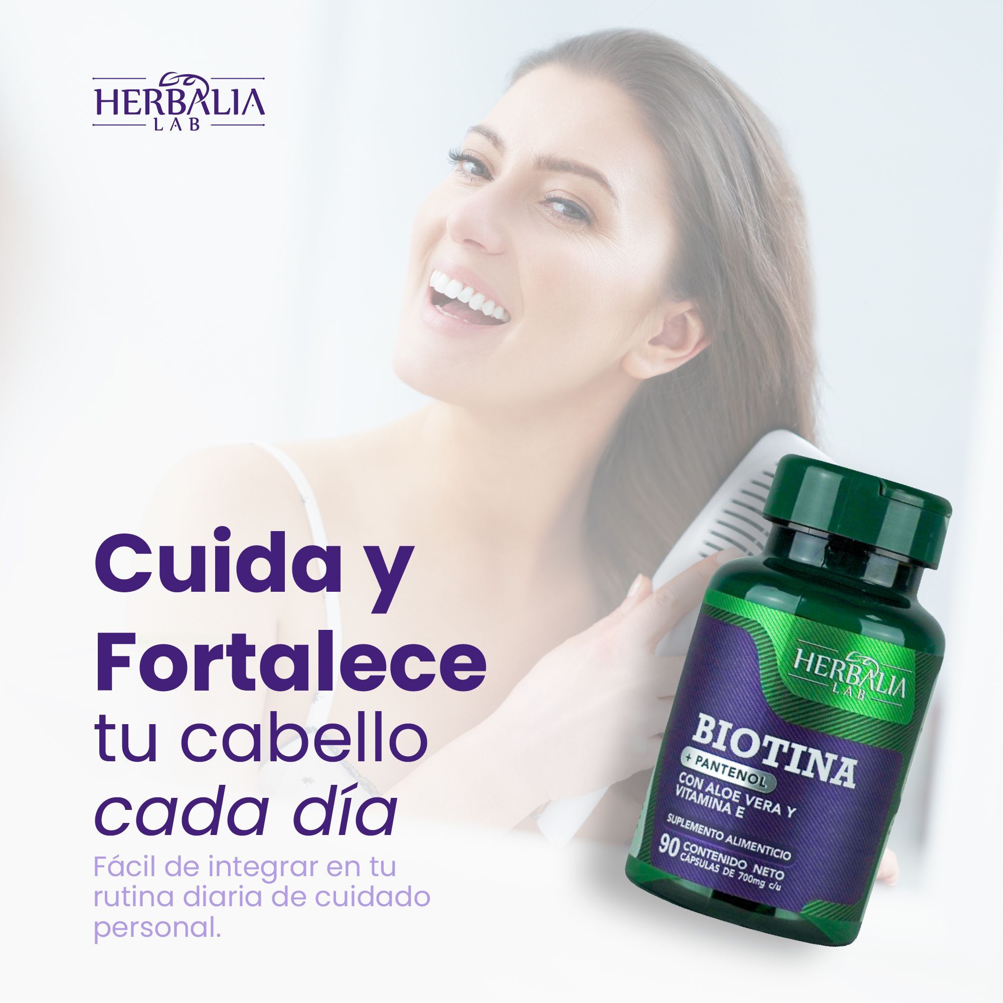 Foto 9 pulgar | Suplemento Alimenticio Herbalia Lab Vitaminas Hair Boost Biotina + Pantenol con Aloe Vera y Vitamina E Formula Premium