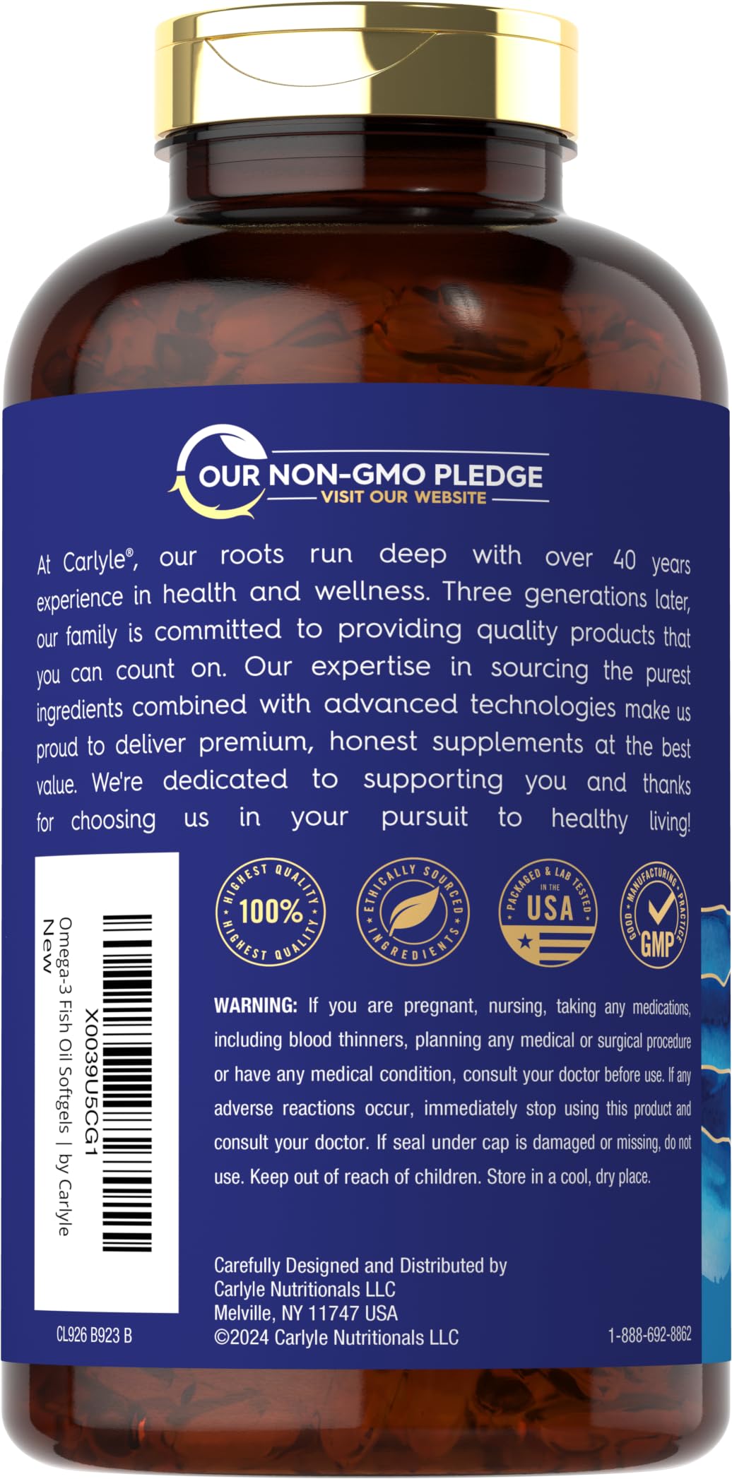 Foto 4 pulgar | Suplemento Carlyle Burpless Fish Oil 3600 Mg 300 Cápsulas Blandas - Venta Internacional