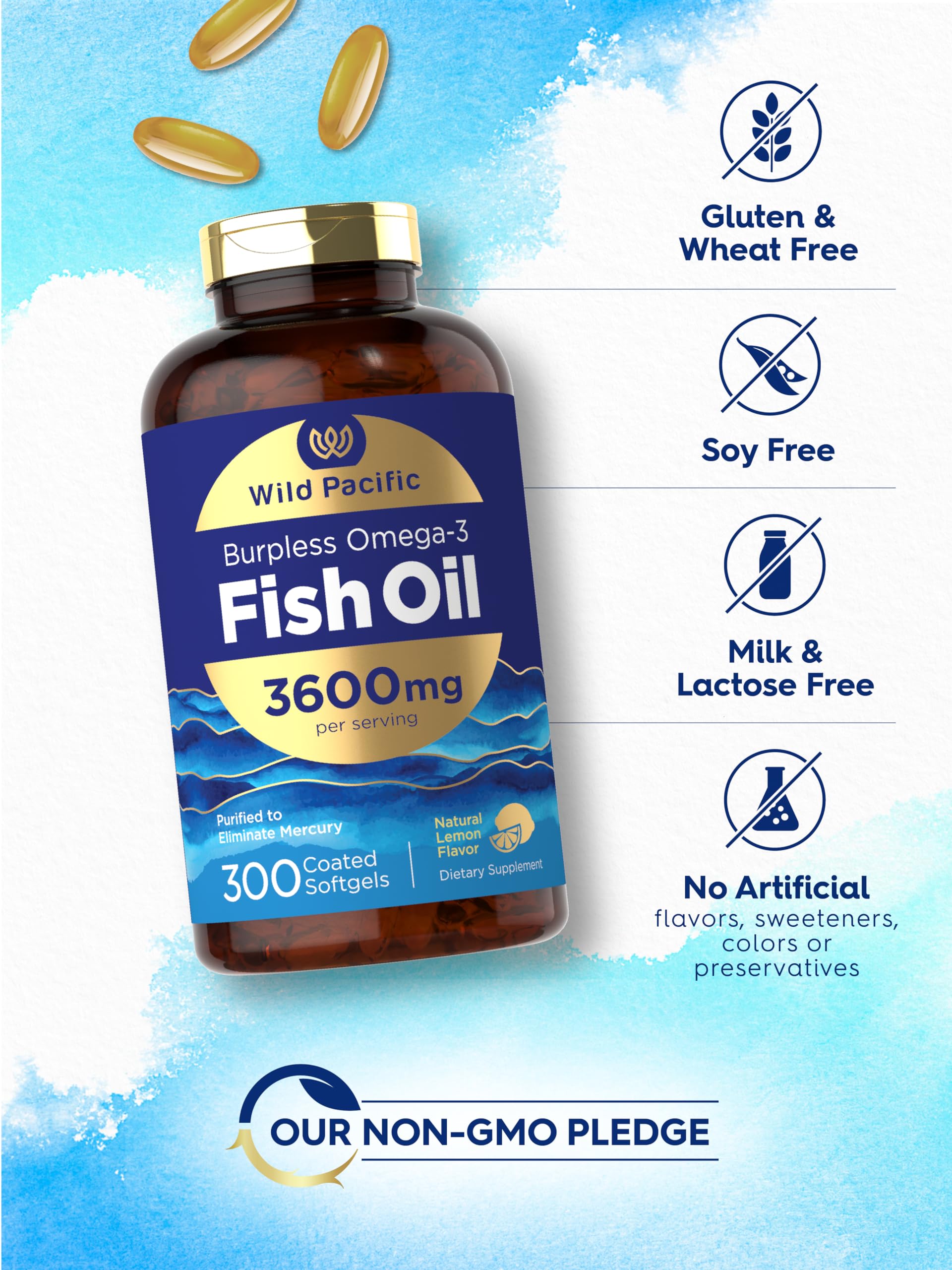 Foto 6 pulgar | Suplemento Carlyle Burpless Fish Oil 3600 Mg 300 Cápsulas Blandas - Venta Internacional