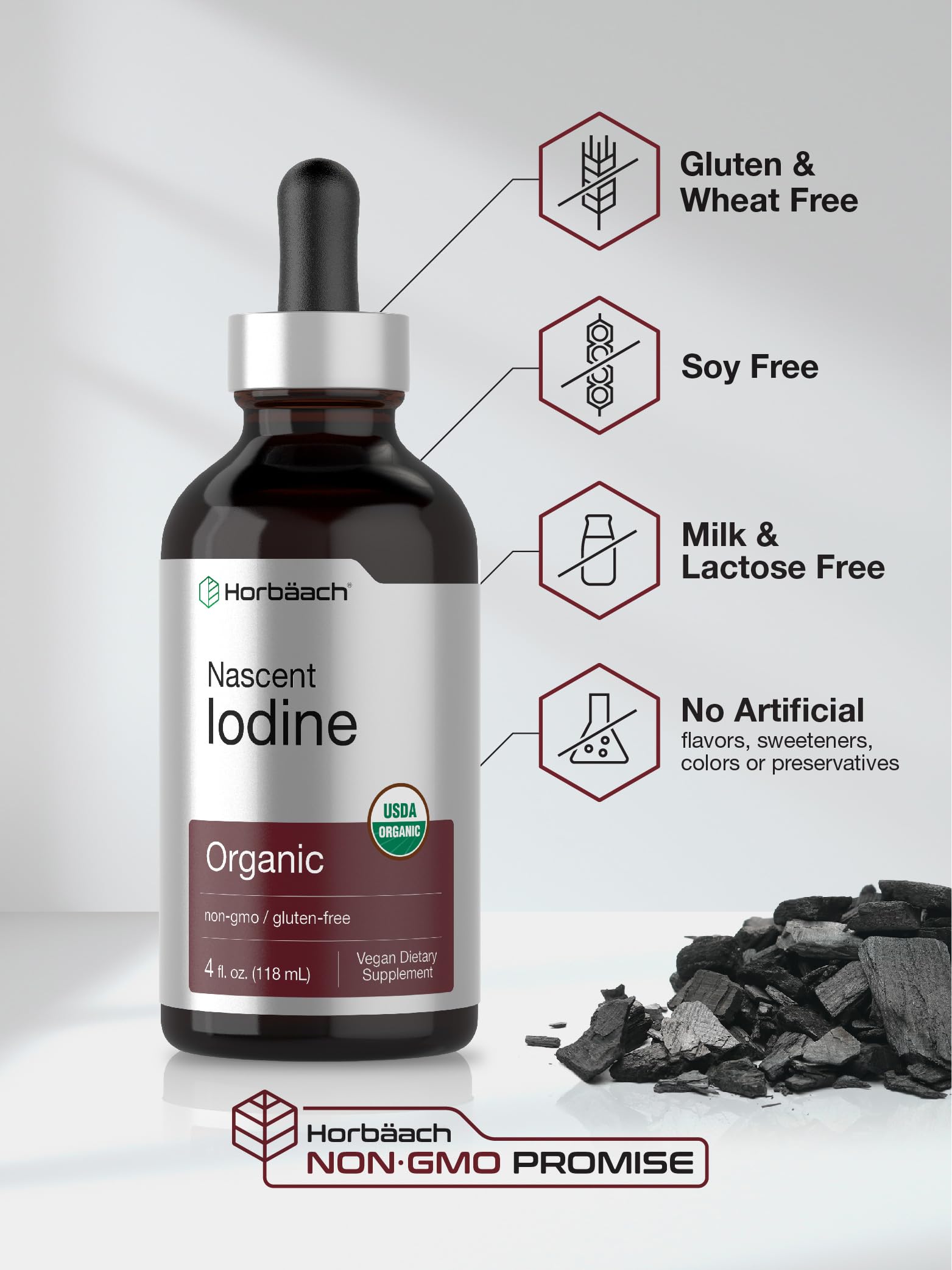 Foto 5 | Suplemento Horbäach Nascent Yodo 325 Mcg 120 ml Vegano y Orgánico - Venta Internacional
