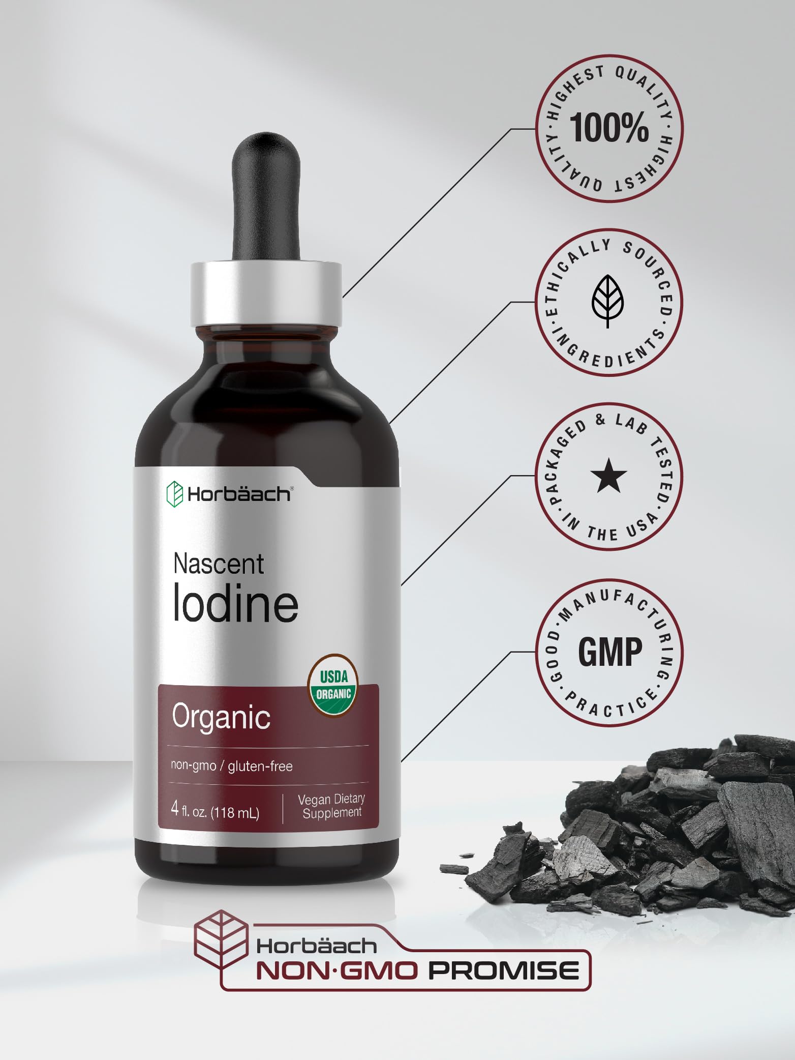 Foto 7 pulgar | Suplemento Horbäach Nascent Yodo 325 Mcg 120 ml Vegano y Orgánico - Venta Internacional
