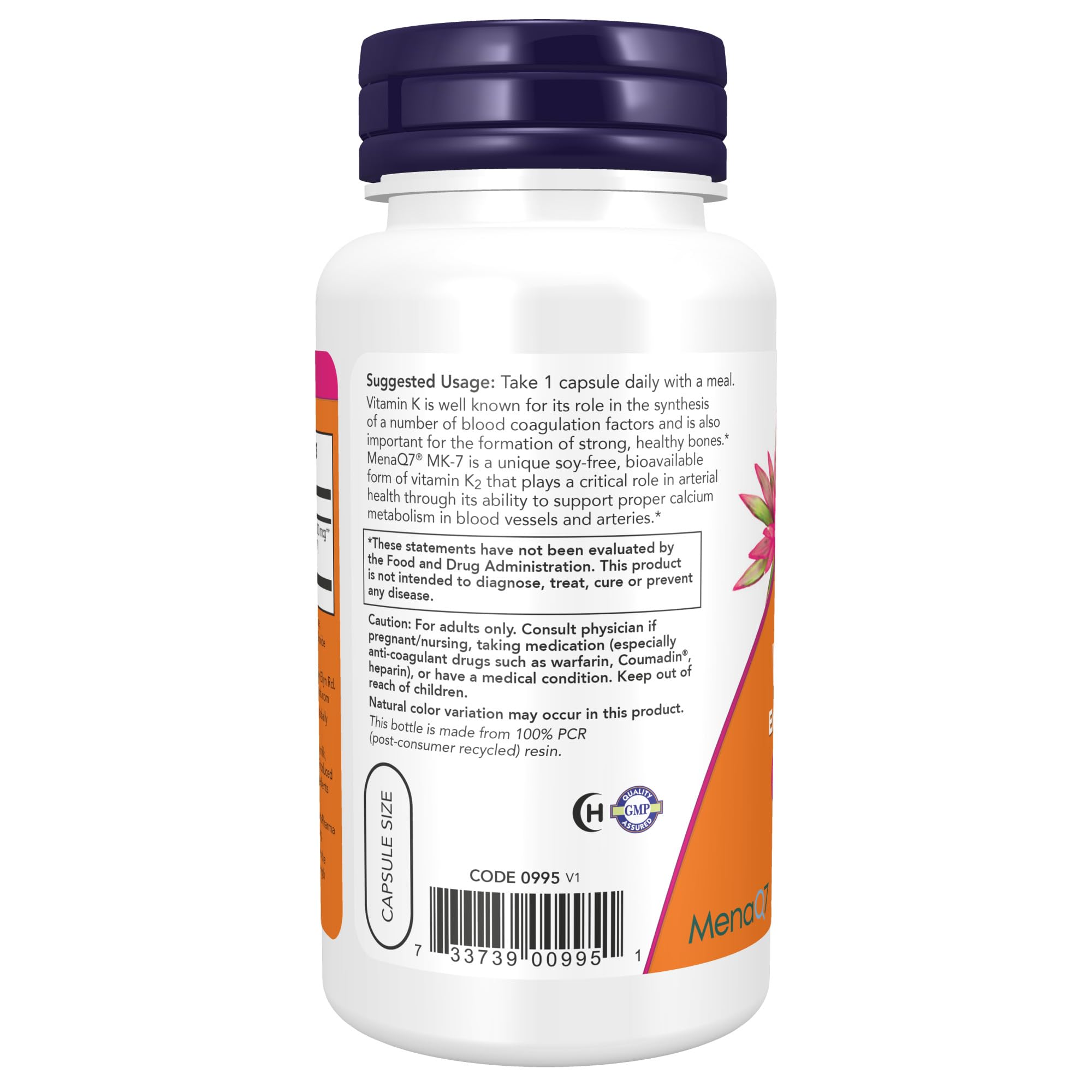 Foto 4 pulgar | Suplemento Now Mk-7 De Vitamina K-2 300 Mcg 120 Cápsulas Vegetarianas - Venta Internacional