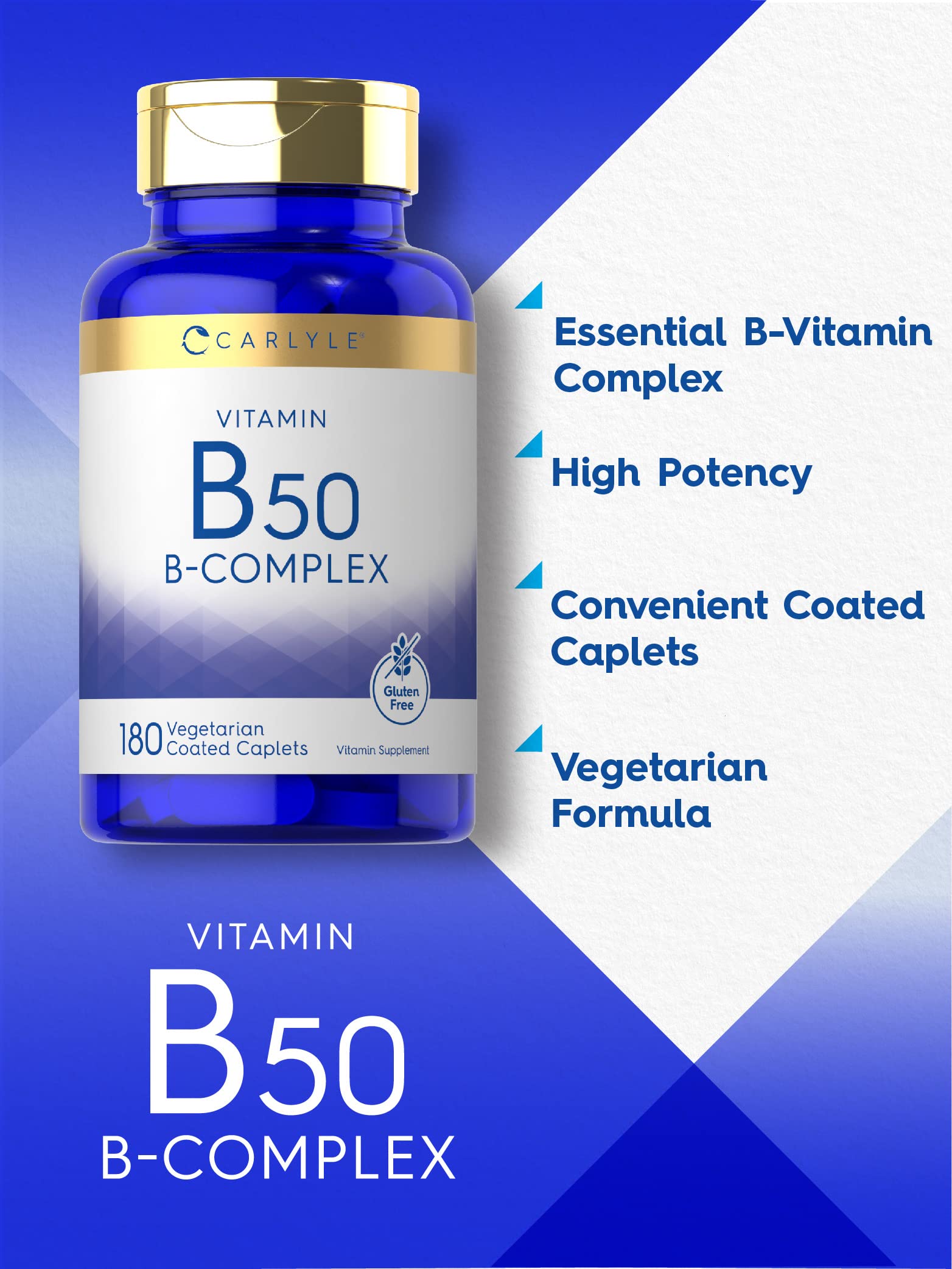Foto 3 | Suplemento Carlyle Vitamina B50 Complex 180 Comprimidos - Venta Internacional