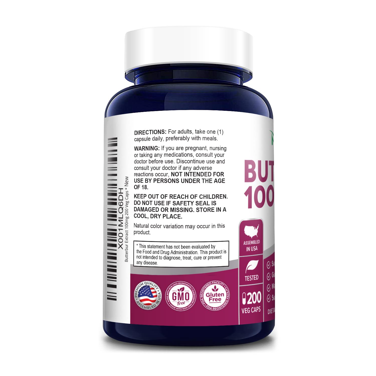 Foto 4 pulgar | Suplemento de Extracto de Petasita Nusapure 100 Mg 200 Cápsulas Vegetarianas - Venta Internacional