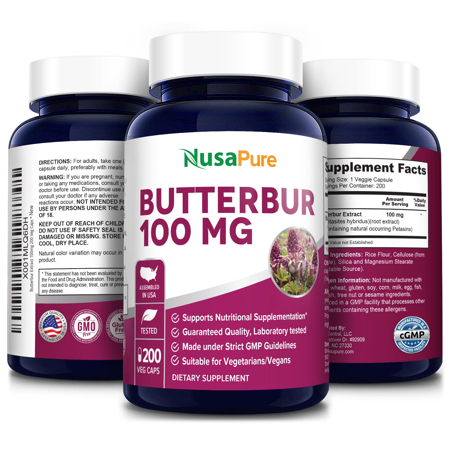 Foto 5 pulgar | Suplemento de Extracto de Petasita Nusapure 100 Mg 200 Cápsulas Vegetarianas - Venta Internacional