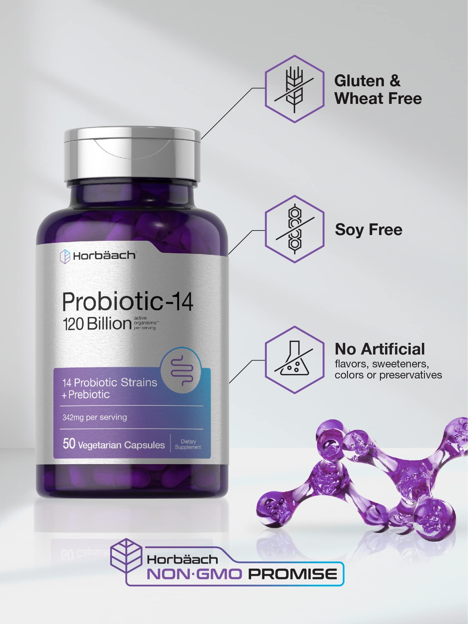 Foto 5 pulgar | Suplemento Horbäach Probiotics 50 Cápsulas - Venta Internacional
