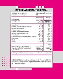 Foto 4 | Flow Vitaminas Minerales y Suplementos L-glutathione 90 Cápsulas de 500 mg c/u