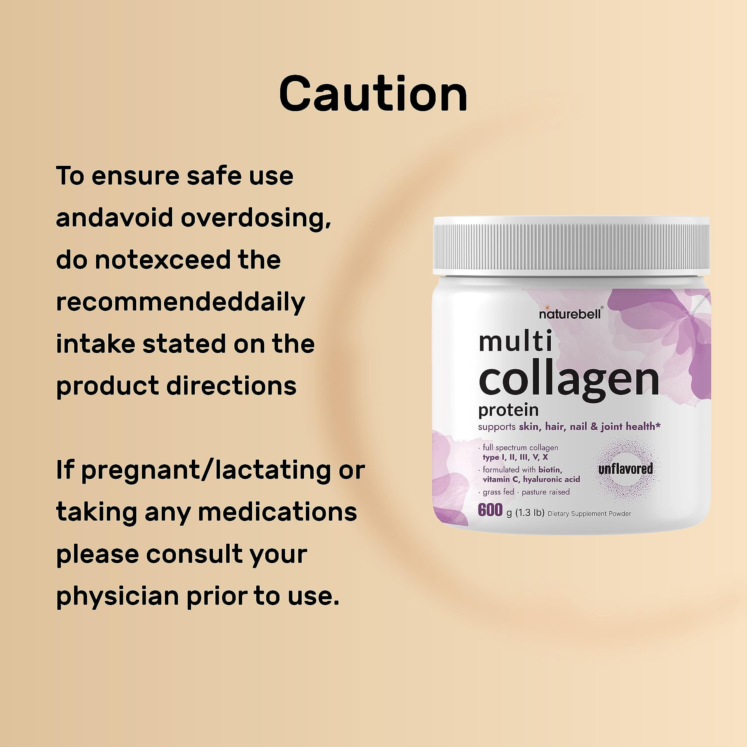 Foto 4 pulgar | Proteína de Colágeno en Polvo Naturebell 600 g con Biotina y Vitamina C - Venta Internacional
