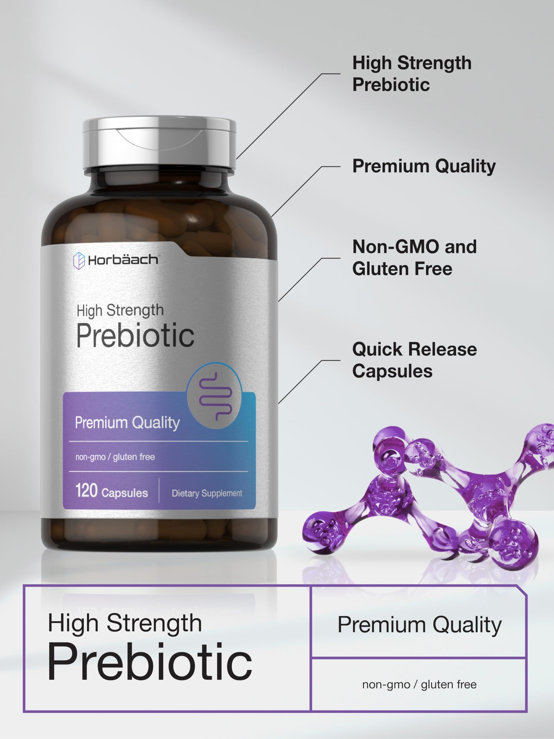 Foto 5 pulgar | Suplemento Horbaach Prebiotic 120 Píldoras en Polvo de 1000 mg - Venta Internacional