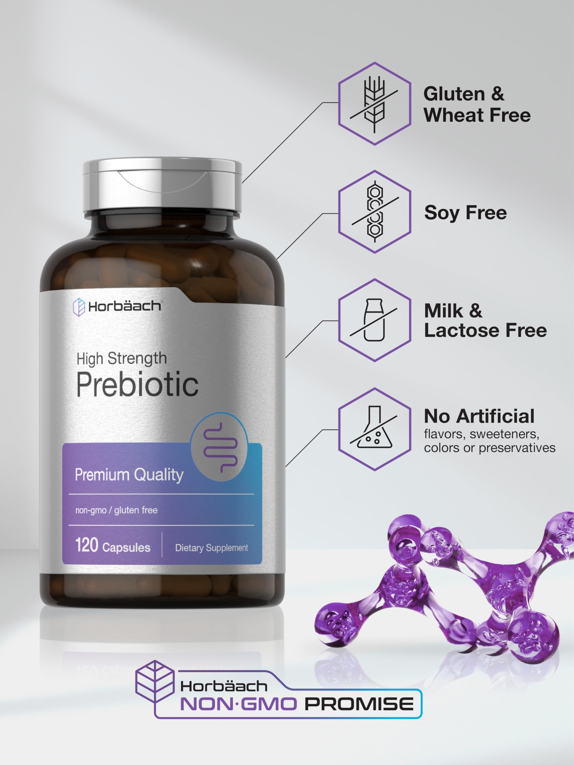 Foto 6 pulgar | Suplemento Horbaach Prebiotic 120 Píldoras en Polvo de 1000 mg - Venta Internacional